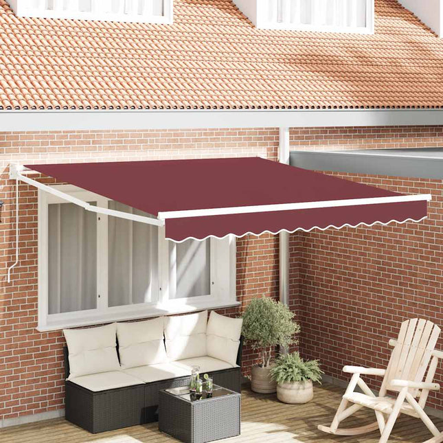 Luifel Handmatig Uittrekbaar 300X250 Cm Bordeauxrood Burgundy (White Frame)