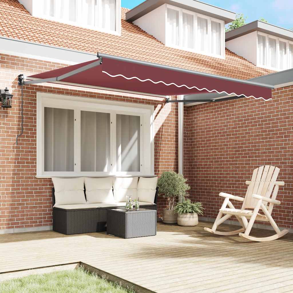 Luifel Handmatig Uittrekbaar 300X250 Cm Bordeauxrood Bordeaux (Lijst Antraciet)