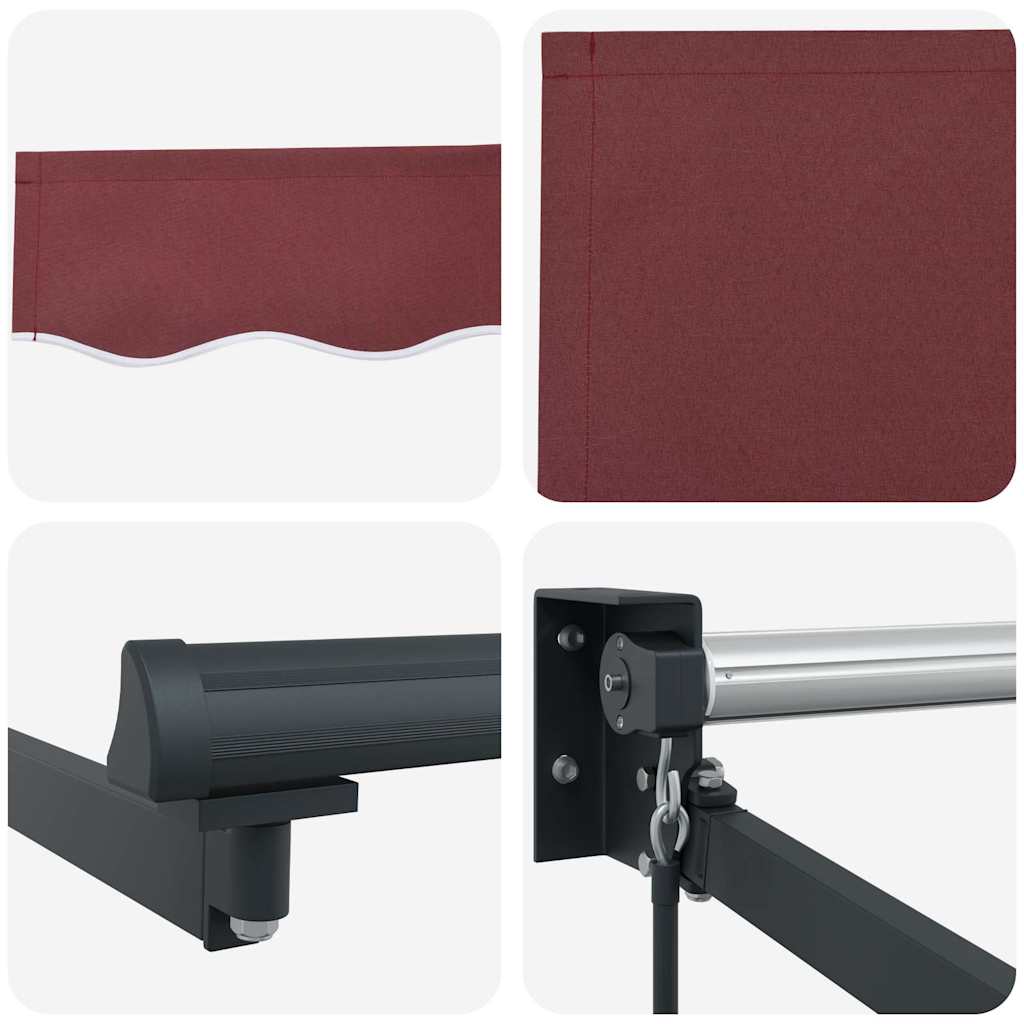 Luifel Handmatig Uittrekbaar 300X250 Cm Bordeauxrood Bordeaux (Lijst Antraciet)