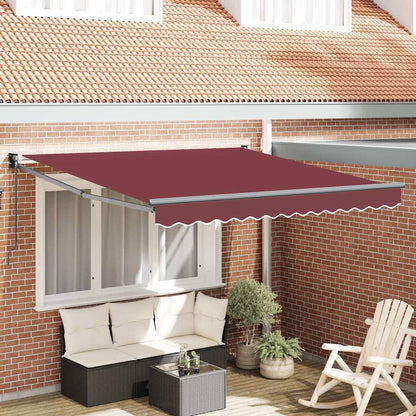 Luifel Handmatig Uittrekbaar 300X250 Cm Bordeauxrood Bordeaux (Lijst Antraciet)