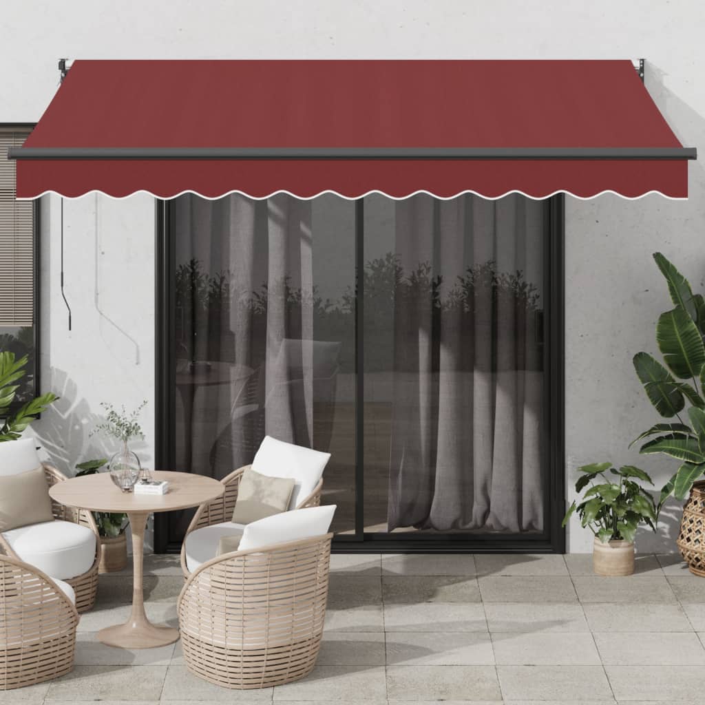 Luifel Handmatig Uittrekbaar 300X250 Cm Bordeauxrood Bordeaux (Lijst Antraciet)