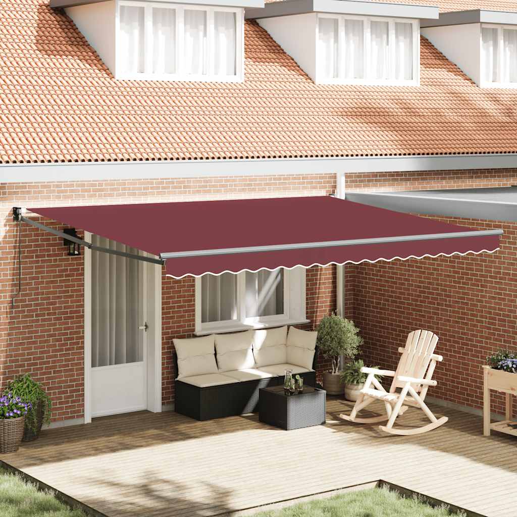 Luifel Handmatig Uittrekbaar 300X250 Cm Bordeauxrood Bordeaux (Lijst Antraciet)
