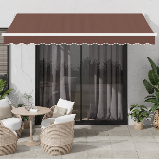 Luifel Handmatig Uittrekbaar 350X250 Cm Bruin Brown (White Frame)