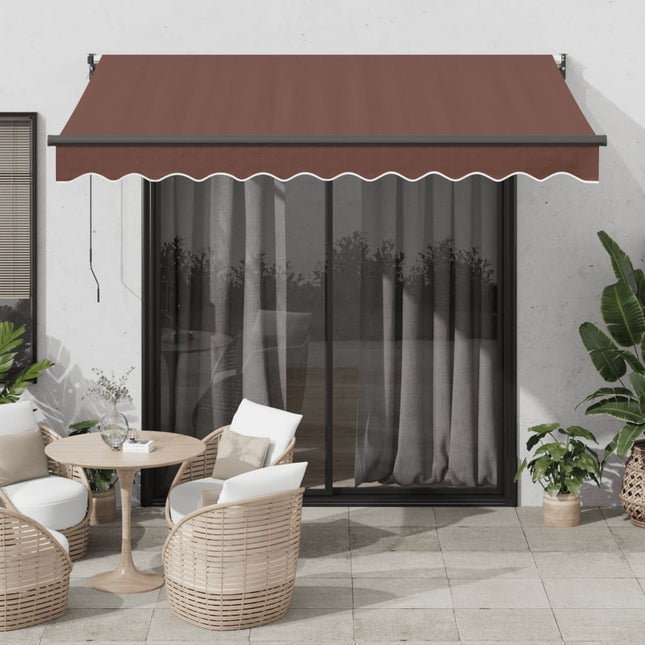 Luifel Handmatig Uittrekbaar 350X250 Cm Bruin Bruin (Lijst Antraciet)
