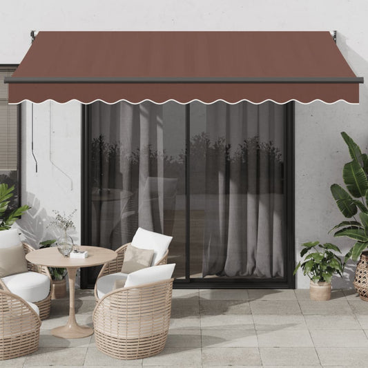 Luifel Handmatig Uittrekbaar 350X250 Cm Bruin Bruin (Lijst Antraciet)