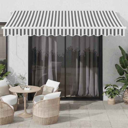 Luifel Handmatig Uittrekbaar 350X250 Cm Antraciet En Wit Zwart