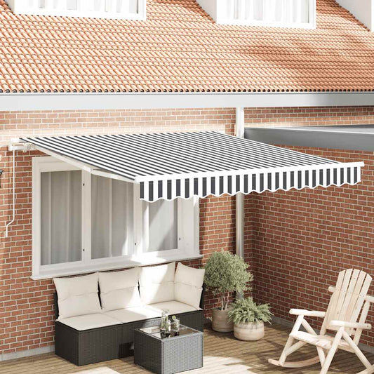 Luifel Handmatig Uittrekbaar 300X250 Cm Antraciet En Wit Zwart
