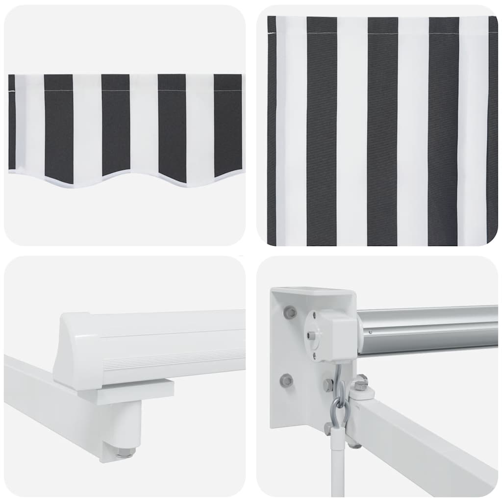 Luifel uittrekbaar 4x3 m stof en aluminium antraciet en wit