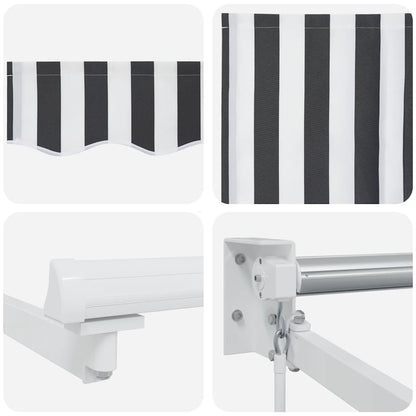 Luifel uittrekbaar 4x3 m stof en aluminium antraciet en wit