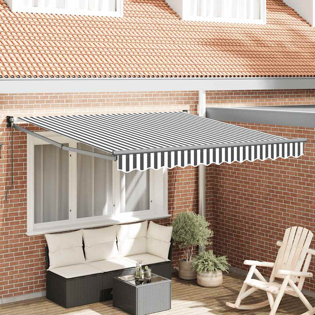 Luifel Uittrekbaar 3X2,5 M Stof En Aluminium En Antraciet En Wit (Lijst Antraciet)