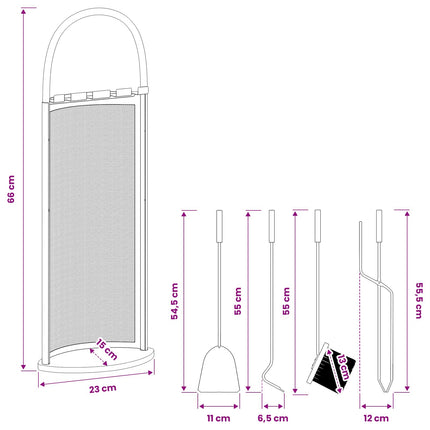 5-Delige Openhaardgereedschapset 23X15X66 Cm Staal