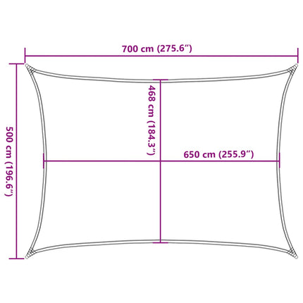 Zonnezeil 7X5 M 100% Polyester Oxford Lichtgrijs