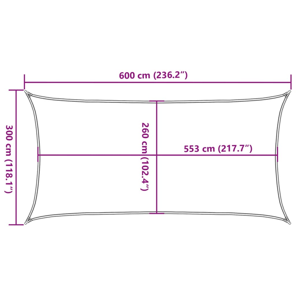 Zonnezeil 6X3 M 100% Polyester Oxford Kleurig Zand