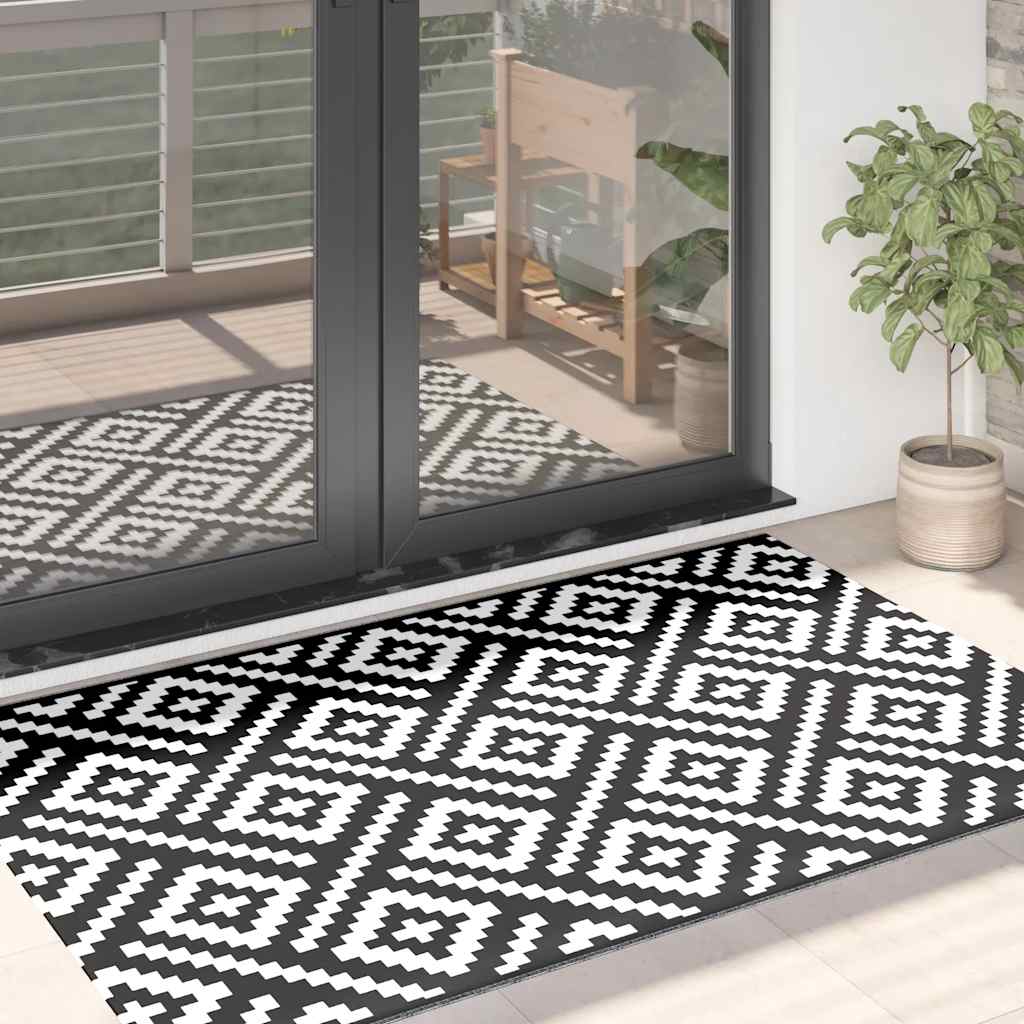 Buitenkleed Arakil Pp Wit En Zwart Vierkant Ontwerp