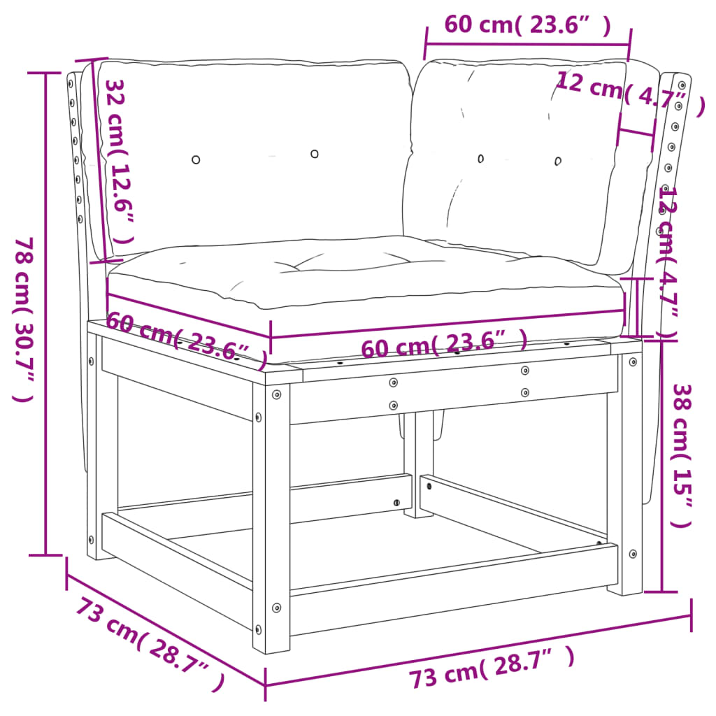 Tuinhoekbank 73X73X78 Cm Grenenhout