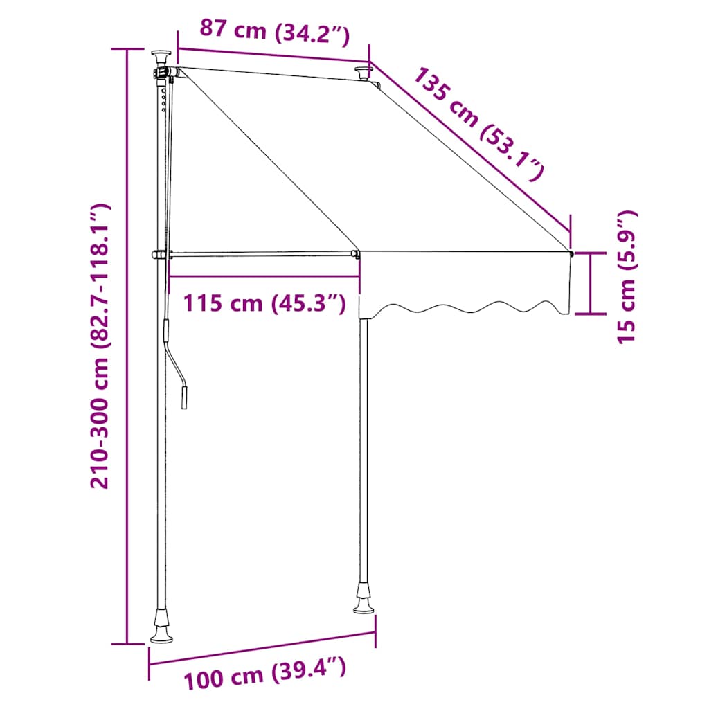 Luifel Uittrekbaar 100X150 Cm Stof En Staal Antracietkleurig
