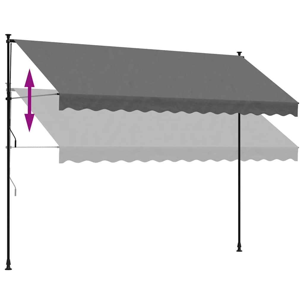 Luifel Uittrekbaar 350X150 Cm Stof En Staal Kleurig Antraciet