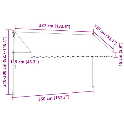 Luifel Uittrekbaar 350X150 Cm Stof En Staal Kleurig Antraciet