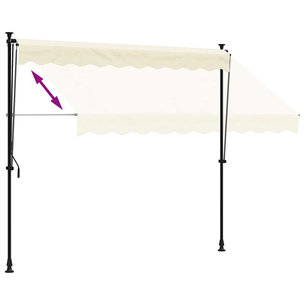 Luifel Uittrekbaar 250X150 Cm Stof En Staal Crèmekleurig