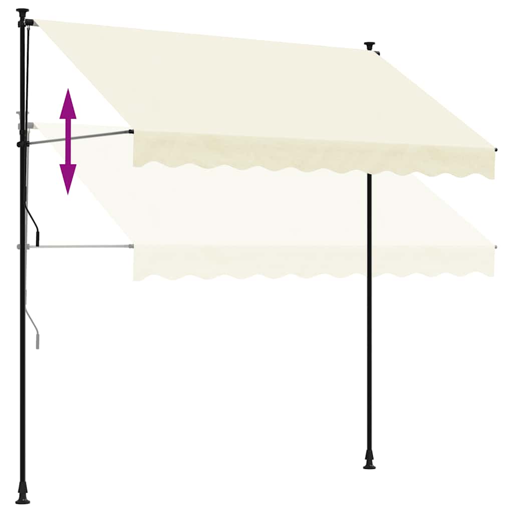 Luifel Uittrekbaar 250X150 Cm Stof En Staal Crèmekleurig