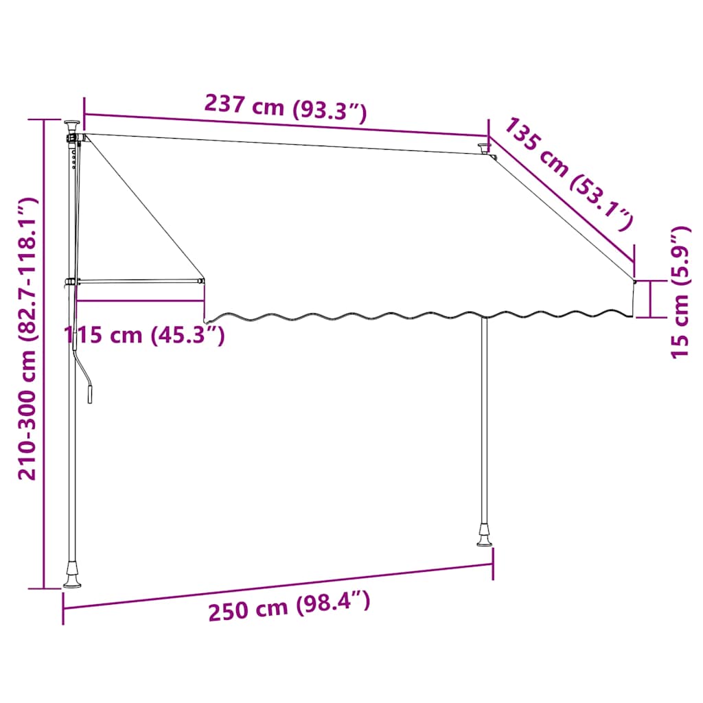Luifel Uittrekbaar 250X150 Cm Stof En Staal Crèmekleurig