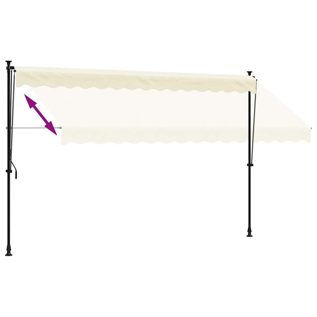 Luifel Uittrekbaar 350X150 Cm Stof En Staal Kleurig Crème