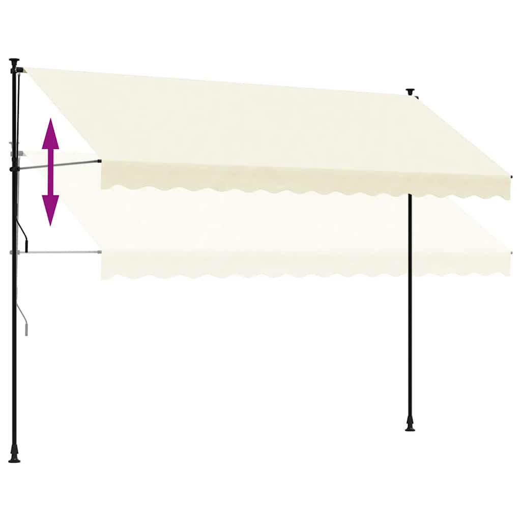 Luifel Uittrekbaar 350X150 Cm Stof En Staal Kleurig Crème
