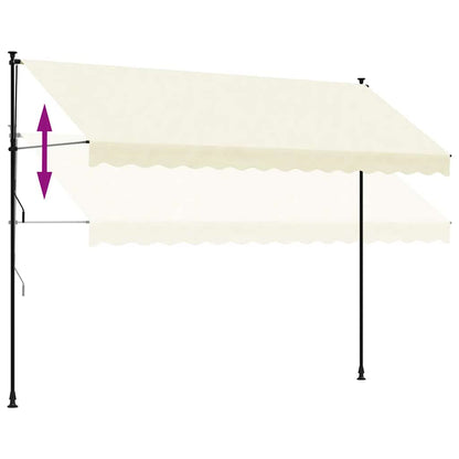 Luifel Uittrekbaar 350X150 Cm Stof En Staal Kleurig Crème