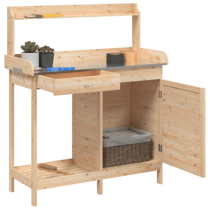 Oppottafel Met Kast 110,5X45X124,5 Cm Massief Vurenhout