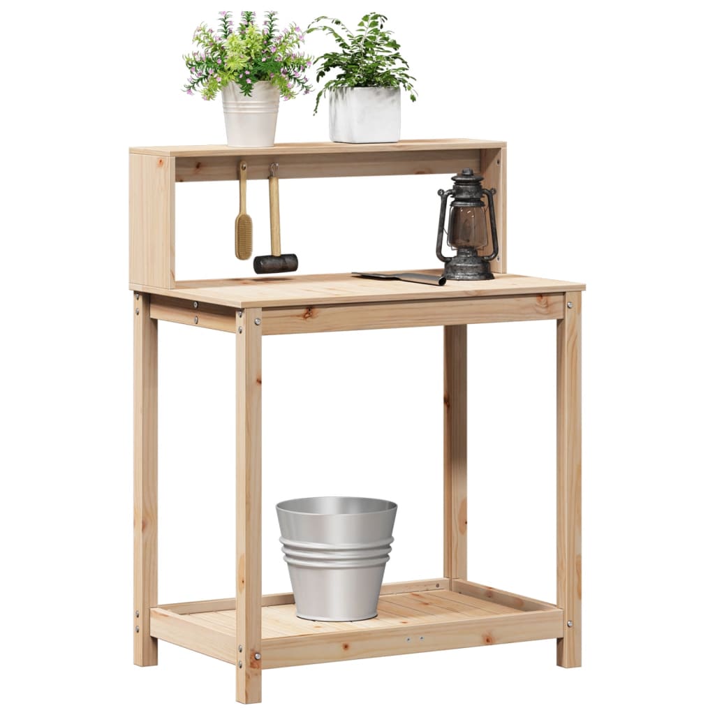 Oppottafel Met Schappen Massief Grenenhout