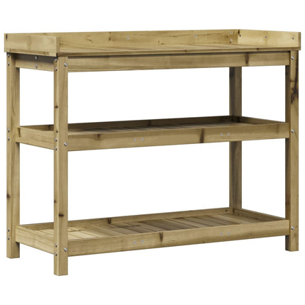 Oppottafel Met Schappen Geïmpregneerd Hout