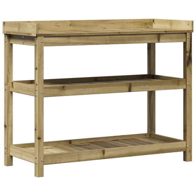 Oppottafel Met Schappen Geïmpregneerd Hout