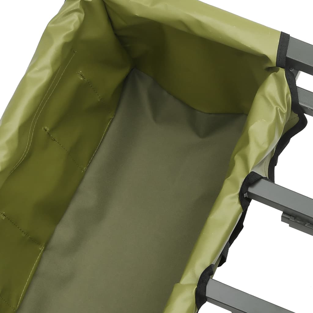 Viskar met wiel gepoedercoat staal groen