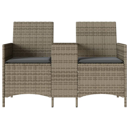 Tuinbank 2-Zits Met Tafel En Kussens Poly Rattan