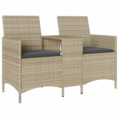 Tuinbank 2-Zits Met Tafel En Kussens Poly Rattan