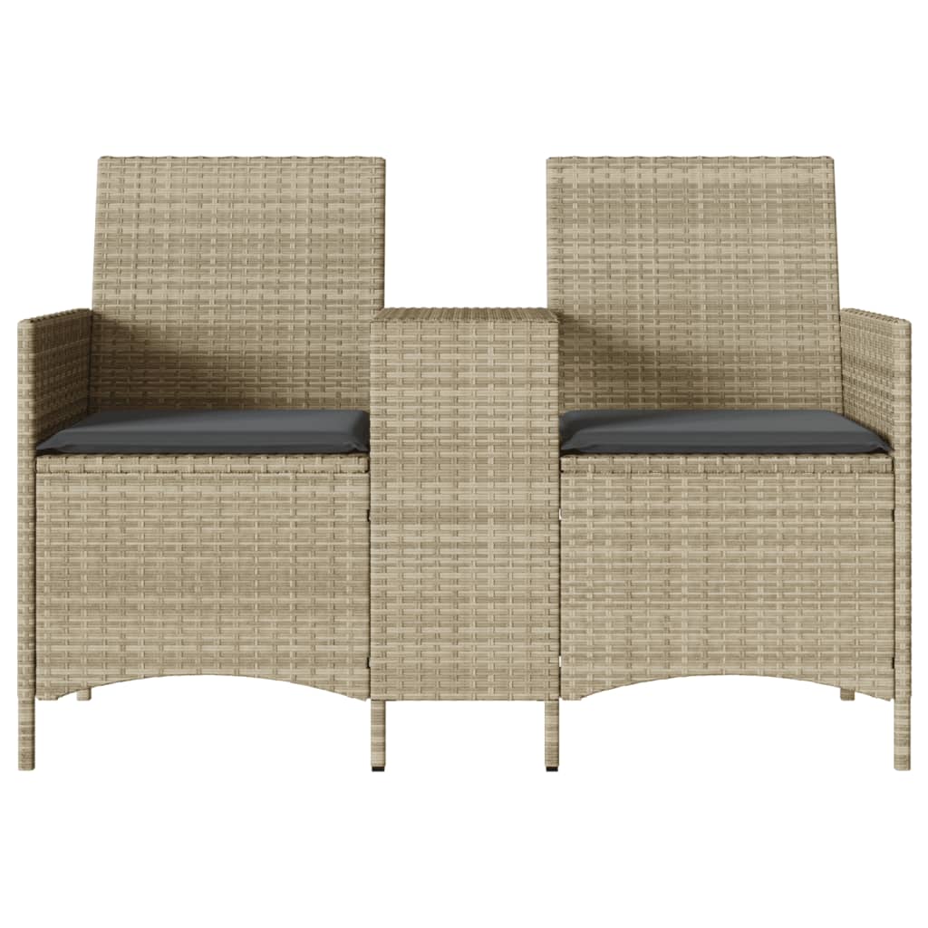 Tuinbank 2-Zits Met Tafel En Kussens Poly Rattan