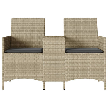 Tuinbank 2-Zits Met Tafel En Kussens Poly Rattan