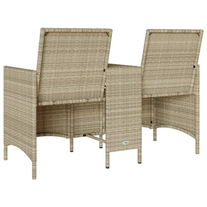 Tuinbank 2-Zits Met Tafel En Kussens Poly Rattan