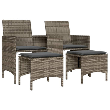 Tuinbank 2-Zits Met Tafel En Voetenbanken Poly Rattan