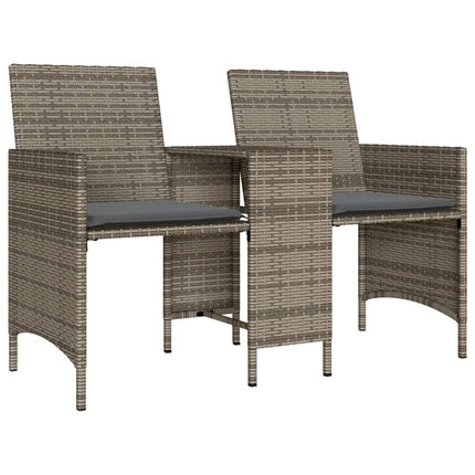 Tuinbank 2-Zits Met Tafel En Voetenbanken Poly Rattan