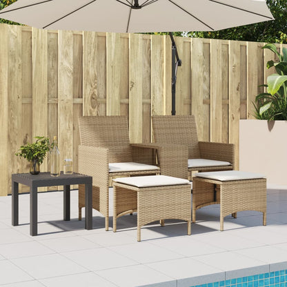 Tuinbank 2-Zits Met Tafel En Voetenbanken Poly Rattan
