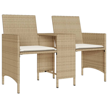 Tuinbank 2-Zits Met Tafel En Voetenbanken Poly Rattan
