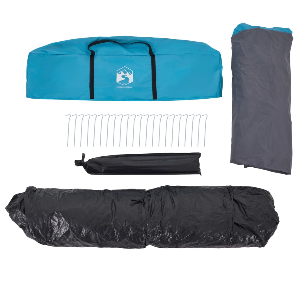 Gezinstent met luifel 9-persoons snelontgrendeling blauw