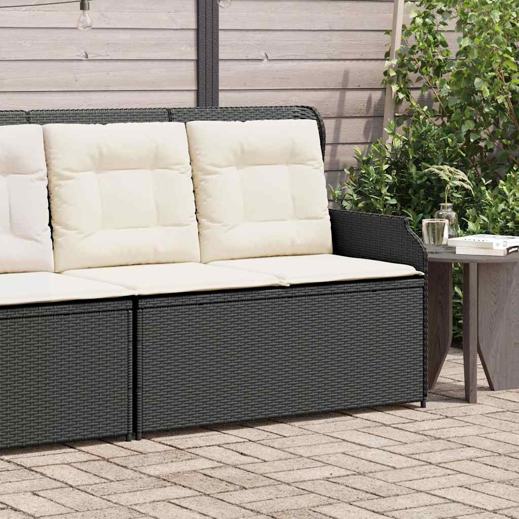 Tuinbankje Verstelbaar Met Kussens Poly Rattan Zwart