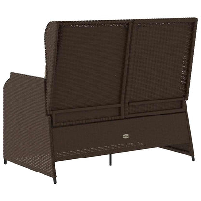 Tuinbankje Verstelbaar Met Kussens Poly Rattan Bruin
