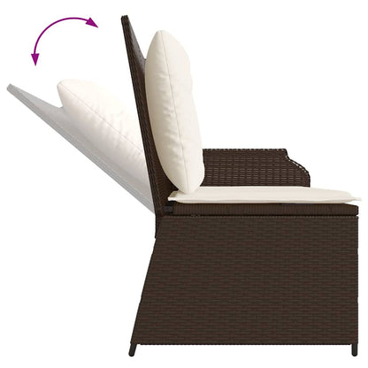 Tuinbankje Verstelbaar Met Kussens Poly Rattan Bruin