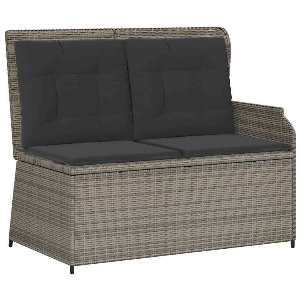 Tuinbankje Verstelbaar Met Kussens Poly Rattan Grijs