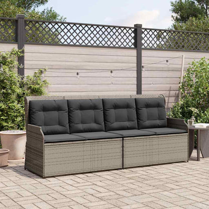 Tuinbankje Verstelbaar Met Kussens Poly Rattan Grijs