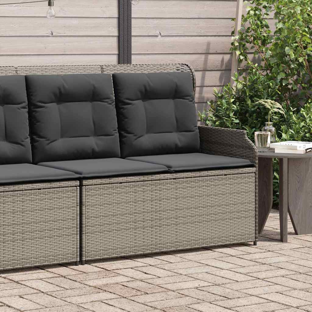 Tuinbankje Verstelbaar Met Kussens Poly Rattan Grijs