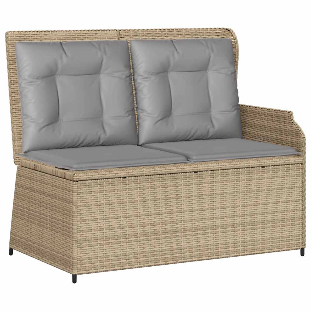 Tuinbankje Verstelbaar Met Kussens Poly Rattan Beige En Grijs